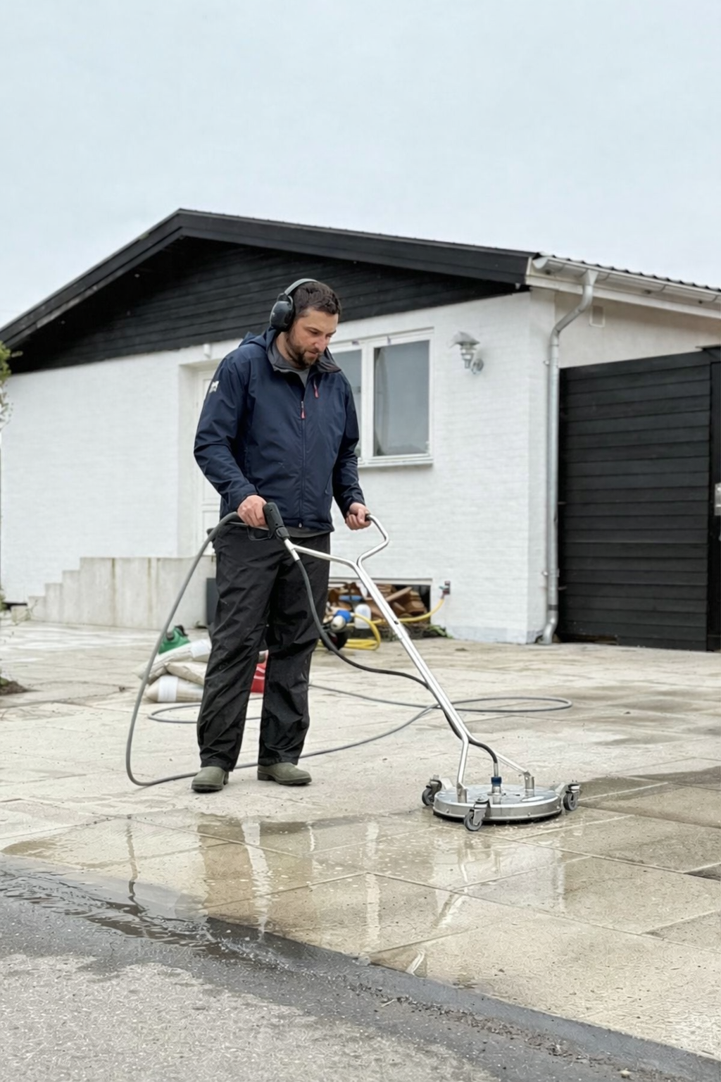 Klare Linjer medarbejder udfører professionel fliserens