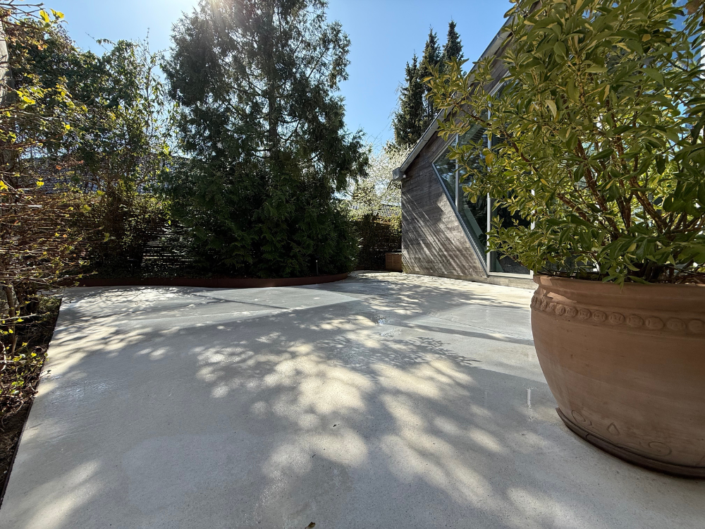 Bright white terrace after professional cleaning